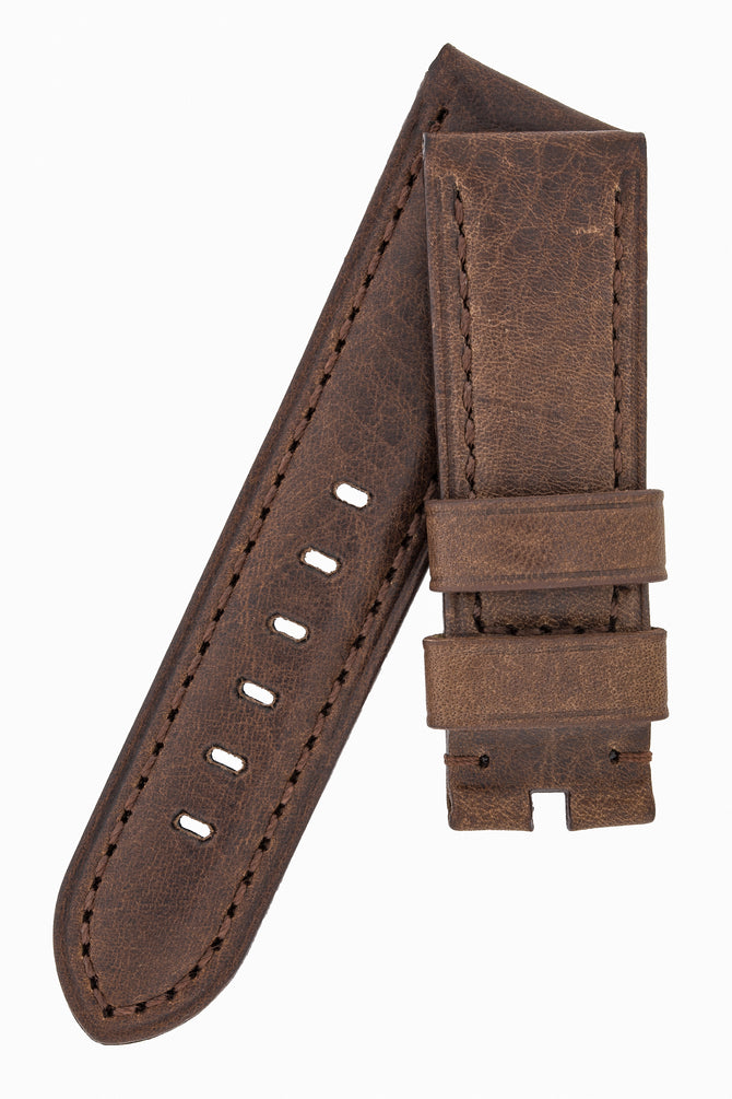 Panerai-Style Vintage Leather Watch Strap in BROWN