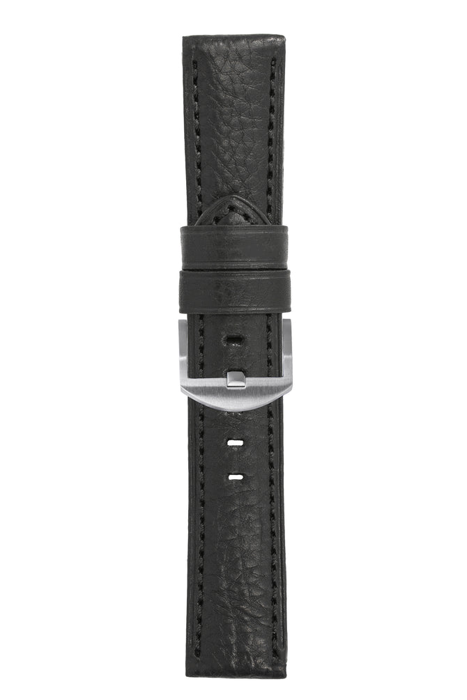 Panerai-Style Vintage Leather Watch Strap in BLACK