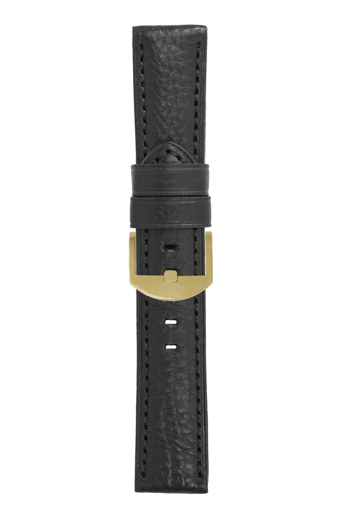 Panerai-Style Vintage Leather Watch Strap in BLACK