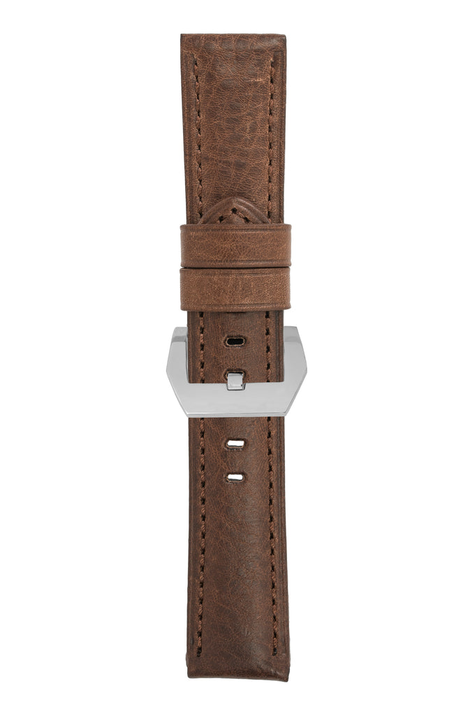 Panerai-Style Vintage Leather Watch Strap in BROWN