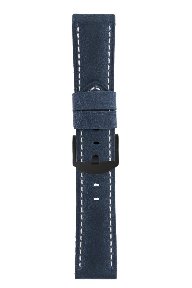 Panerai-Style Vertigo Buffalo Suede Watch Strap in DARK BLUE