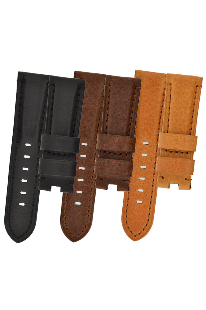 brown leather deployment strap 