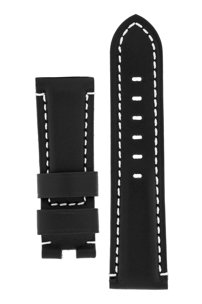 Panerai-Style Calf Leather Deployment Watch Strap in BLACK