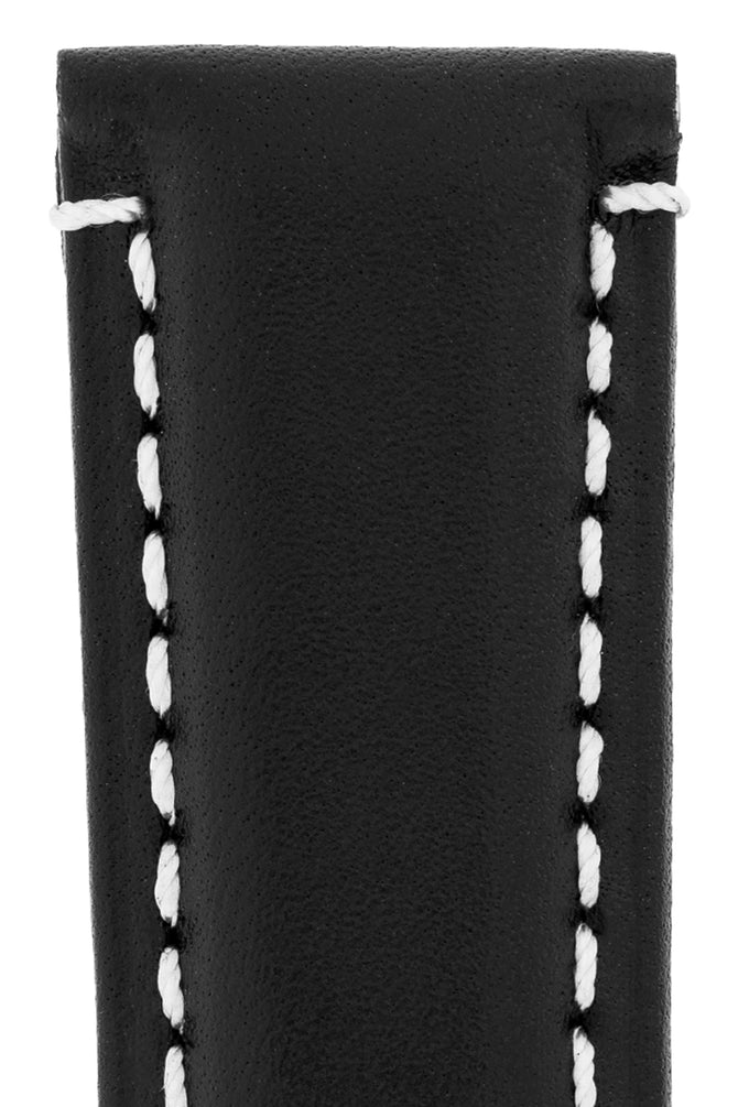 Panerai-Style Calf Leather Deployment Watch Strap in BLACK