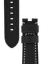 Panerai-Style Calf Leather Deployment Watch Strap in BLACK