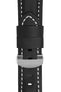 Panerai-Style Calf Leather Deployment Watch Strap in BLACK