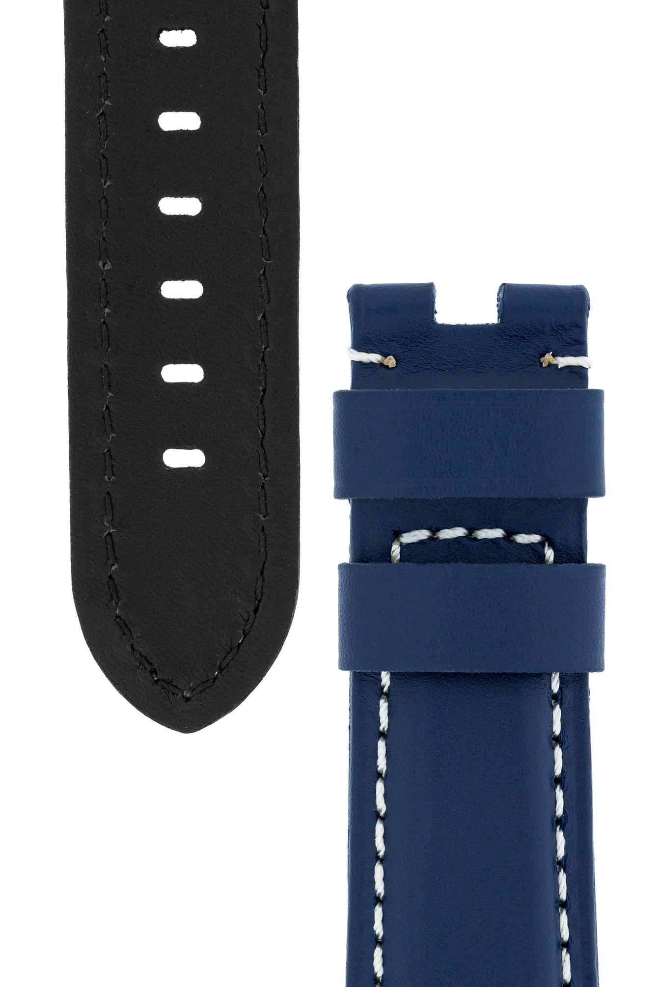 Panerai-Style Calf Leather Deployment Watch Strap in BLUE