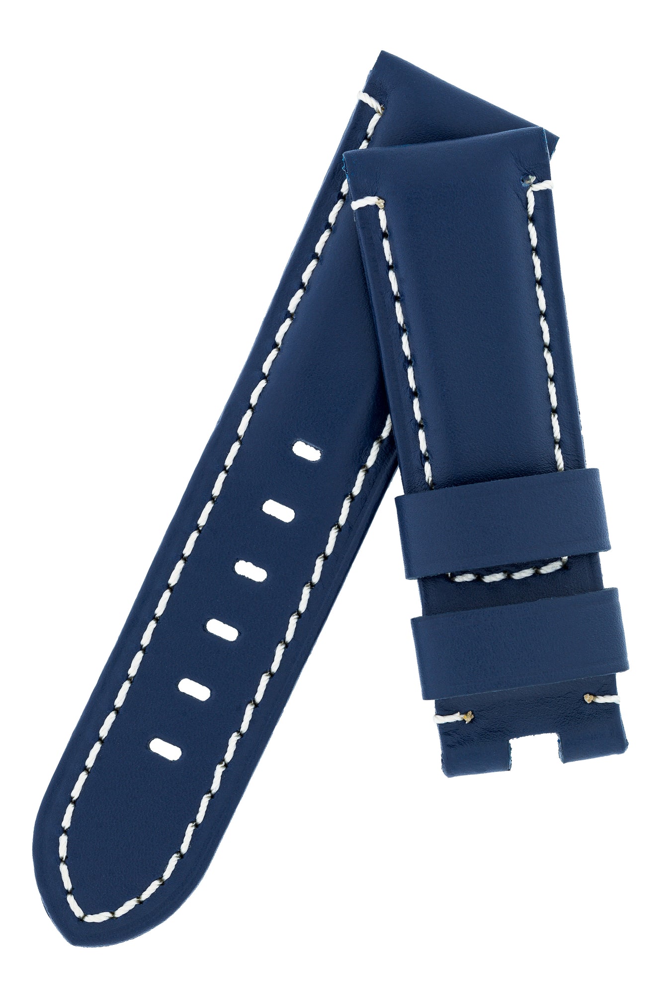 Panerai-Style Calf Leather Deployment Watch Strap in BLUE