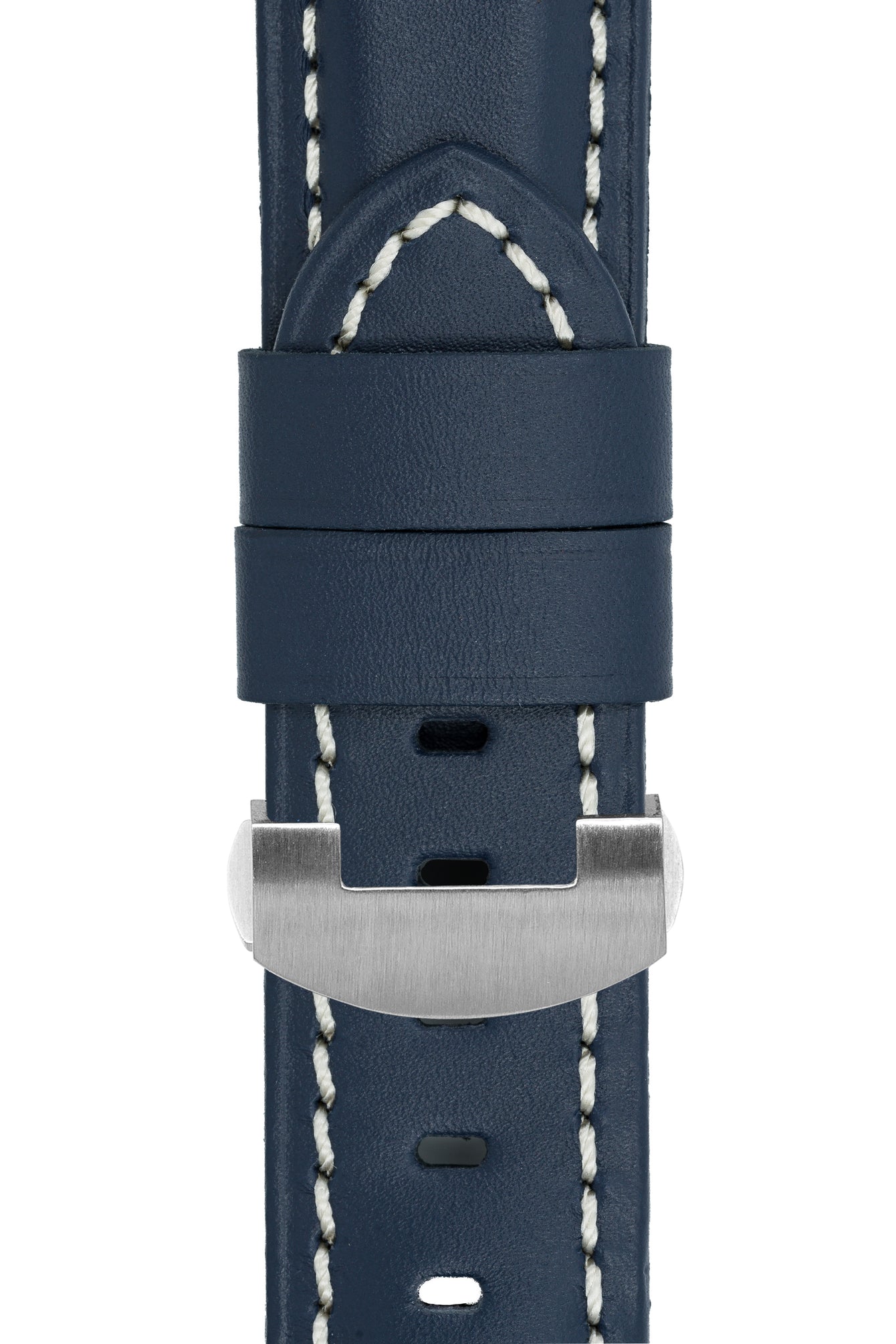 Panerai-Style Calf Leather Deployment Watch Strap in BLUE
