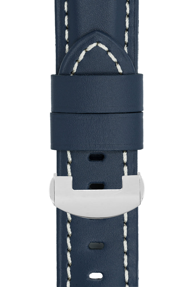 Panerai-Style Calf Leather Deployment Watch Strap in BLUE