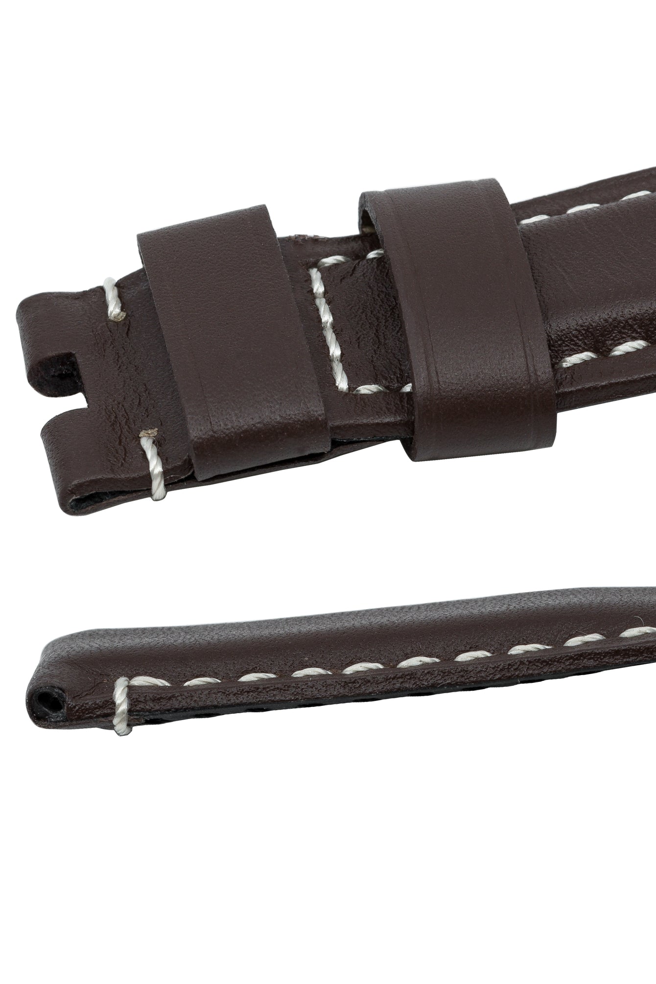 Panerai-Style Calf Leather Deployment Watch Strap in CHOCOLATE