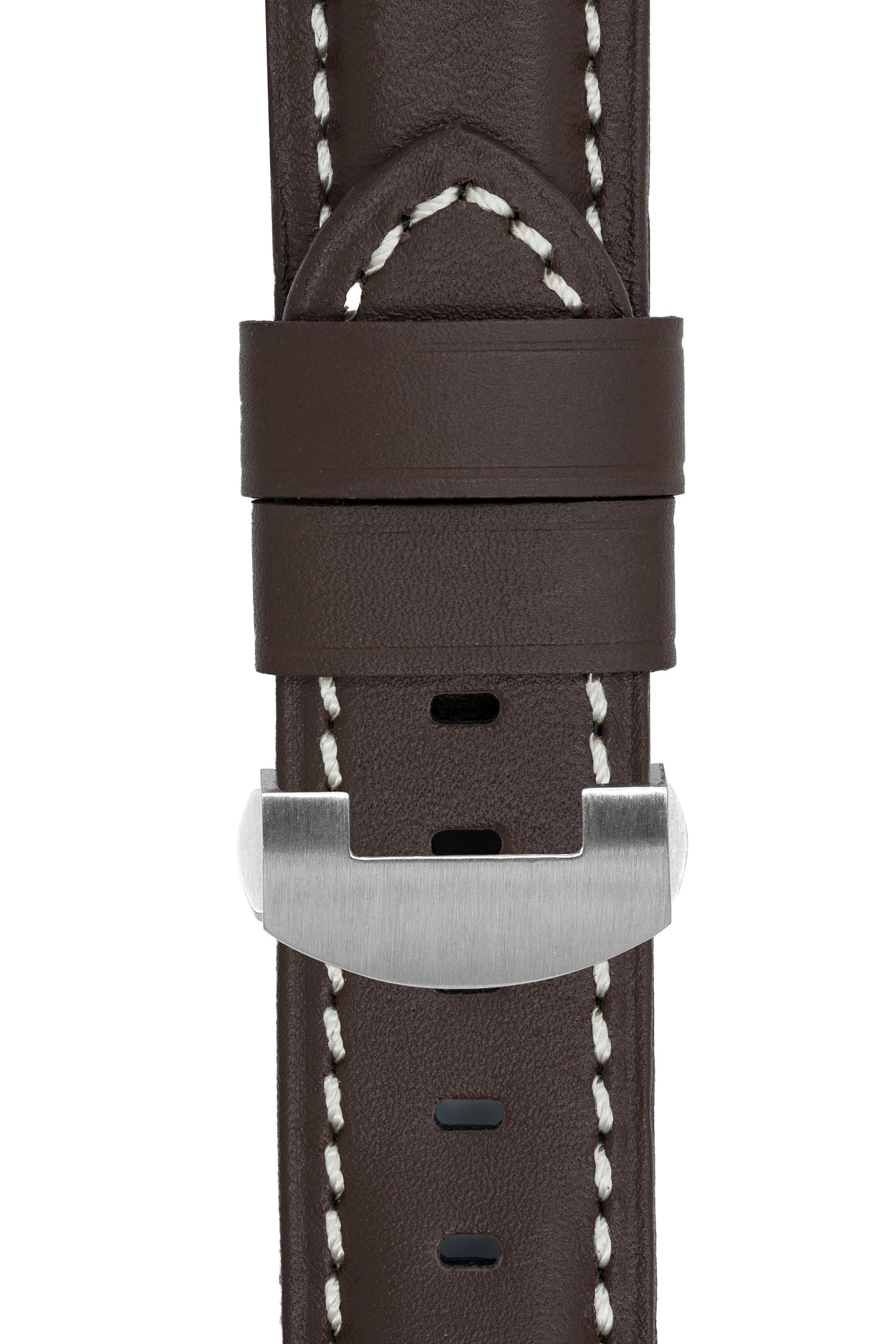 Panerai-Style Calf Leather Deployment Watch Strap in CHOCOLATE