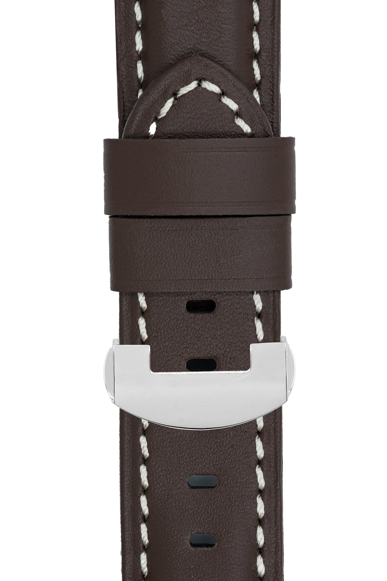 Panerai-Style Calf Leather Deployment Watch Strap in CHOCOLATE