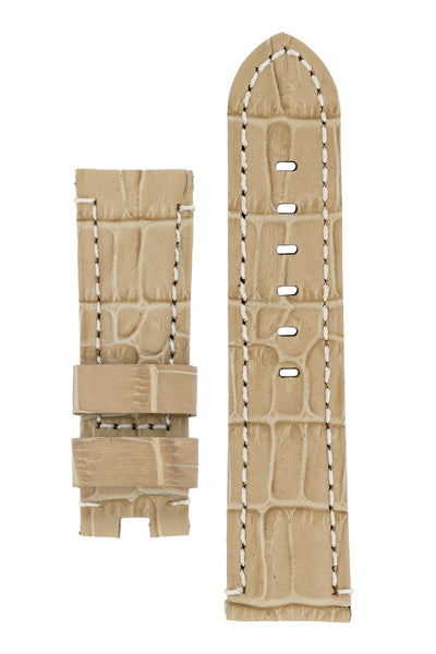 Panerai-Style Alligator-Embossed Deployment Watch Strap in BEIGE