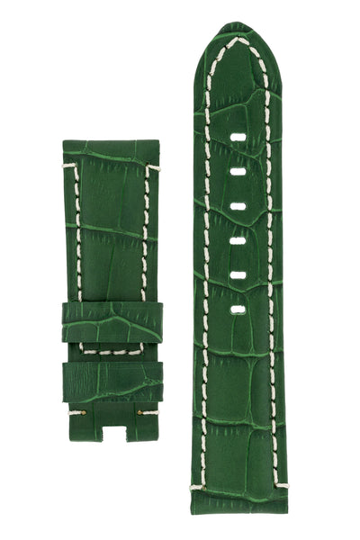 Panerai-Style Alligator-Embossed Deployment Watch Strap in GREEN
