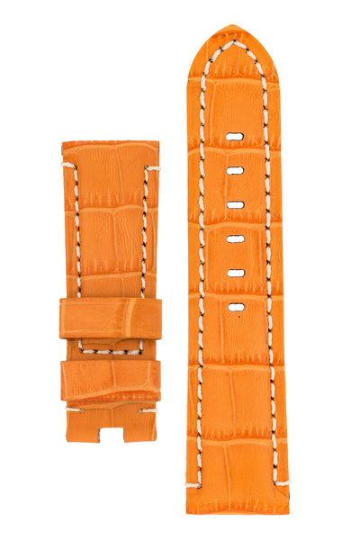 Panerai-Style Alligator-Embossed Deployment Watch Strap in ORANGE