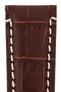 Panerai-Style Alligator-Embossed Deployment Watch Strap in TABAC / WHITE