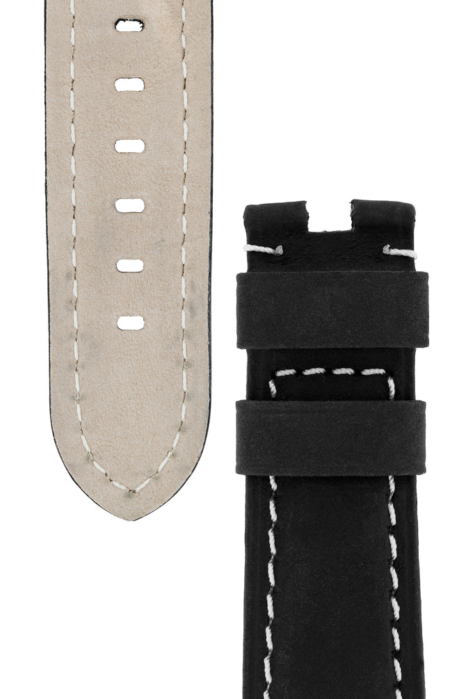 Panerai-Style Vertigo Buffalo Suede Deployment Watch Strap in BLACK