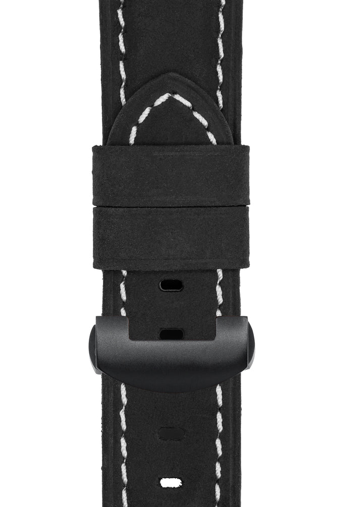 Panerai-Style Vertigo Buffalo Suede Deployment Watch Strap in BLACK