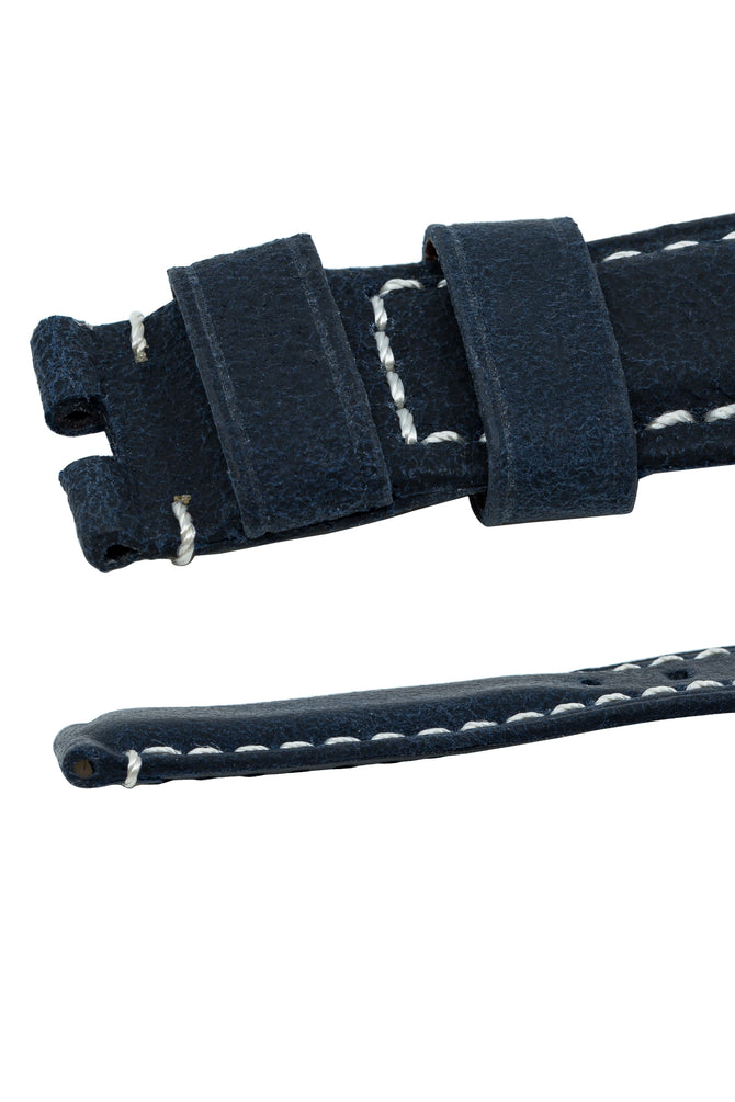 Panerai-Style Vertigo Buffalo Suede Deployment Watch Strap in DARK BLUE