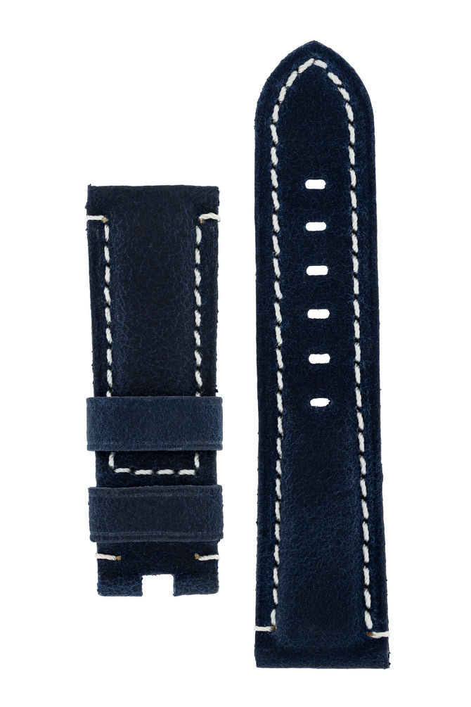 Panerai-Style Vertigo Buffalo Suede Deployment Watch Strap in DARK BLUE
