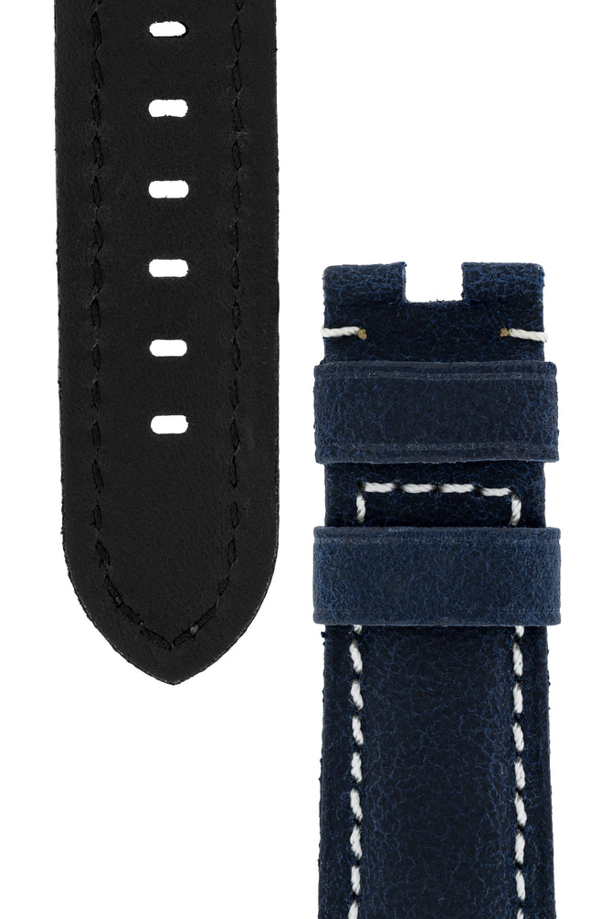 Panerai-Style Vertigo Buffalo Suede Deployment Watch Strap in DARK BLUE