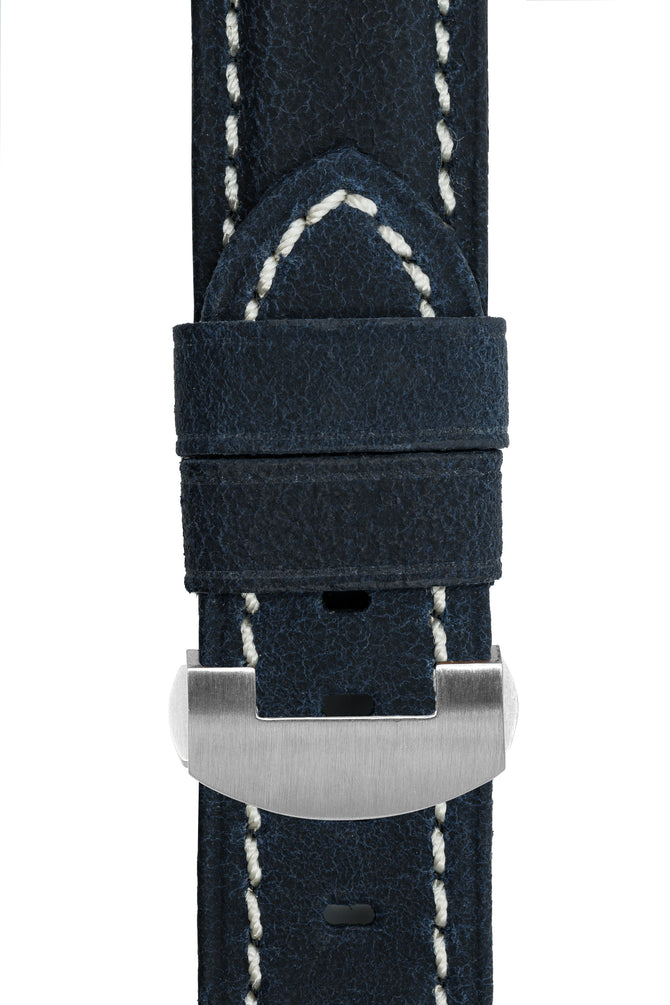 Panerai-Style Vertigo Buffalo Suede Deployment Watch Strap in DARK BLUE