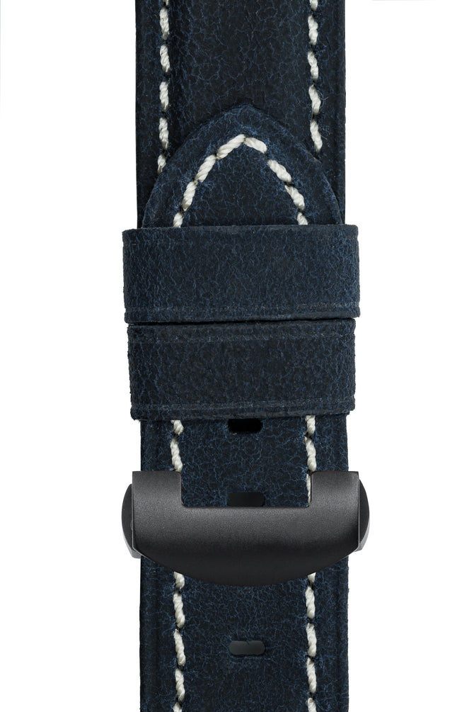 Panerai-Style Vertigo Buffalo Suede Deployment Watch Strap in DARK BLUE