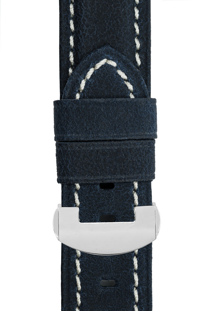 Panerai-Style Vertigo Buffalo Suede Deployment Watch Strap in DARK BLUE