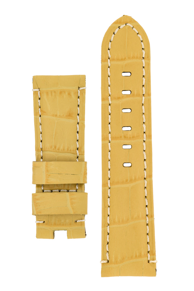Panerai-Style Alligator-Embossed Deployment Watch Strap in YELLOW