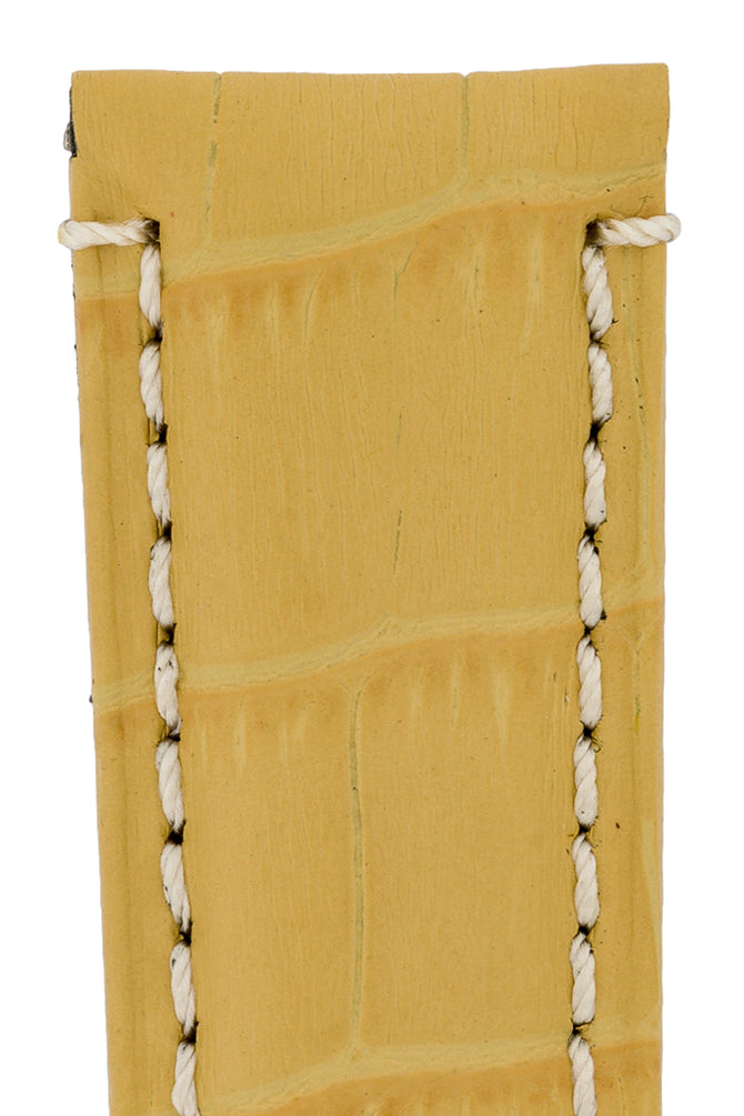 Panerai-Style Alligator-Embossed Deployment Watch Strap in YELLOW