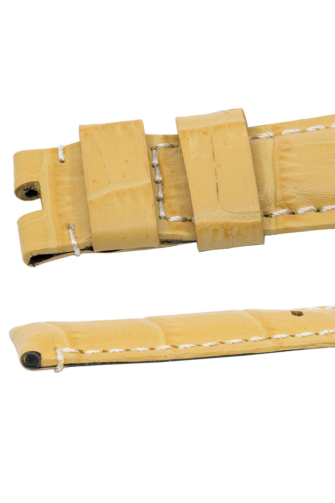 Panerai-Style Alligator-Embossed Deployment Watch Strap in YELLOW