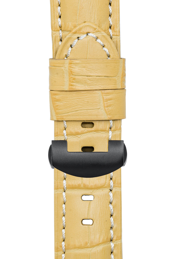 Panerai-Style Alligator-Embossed Deployment Watch Strap in YELLOW