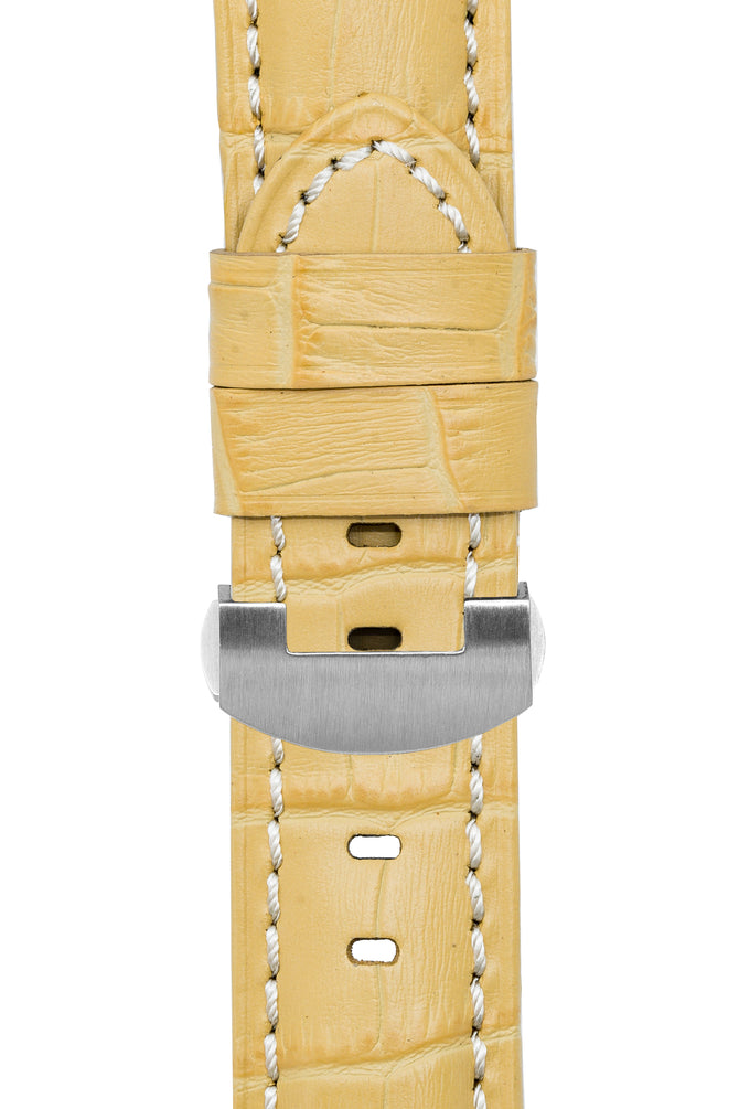 Panerai-Style Alligator-Embossed Deployment Watch Strap in YELLOW