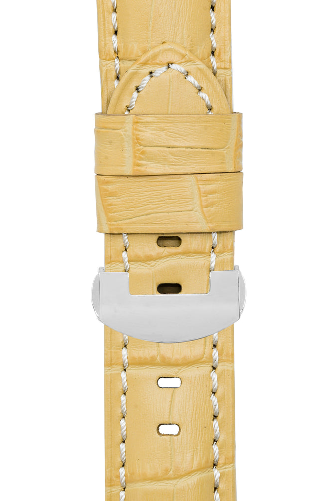 Panerai-Style Alligator-Embossed Deployment Watch Strap in YELLOW