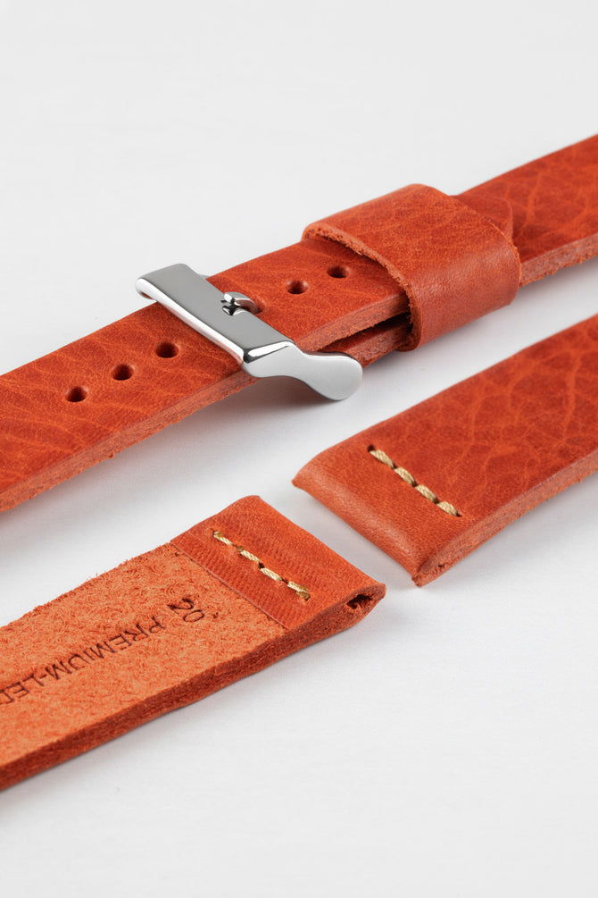 Pebro ARTISAN Leather Watch Strap in BURNT RED