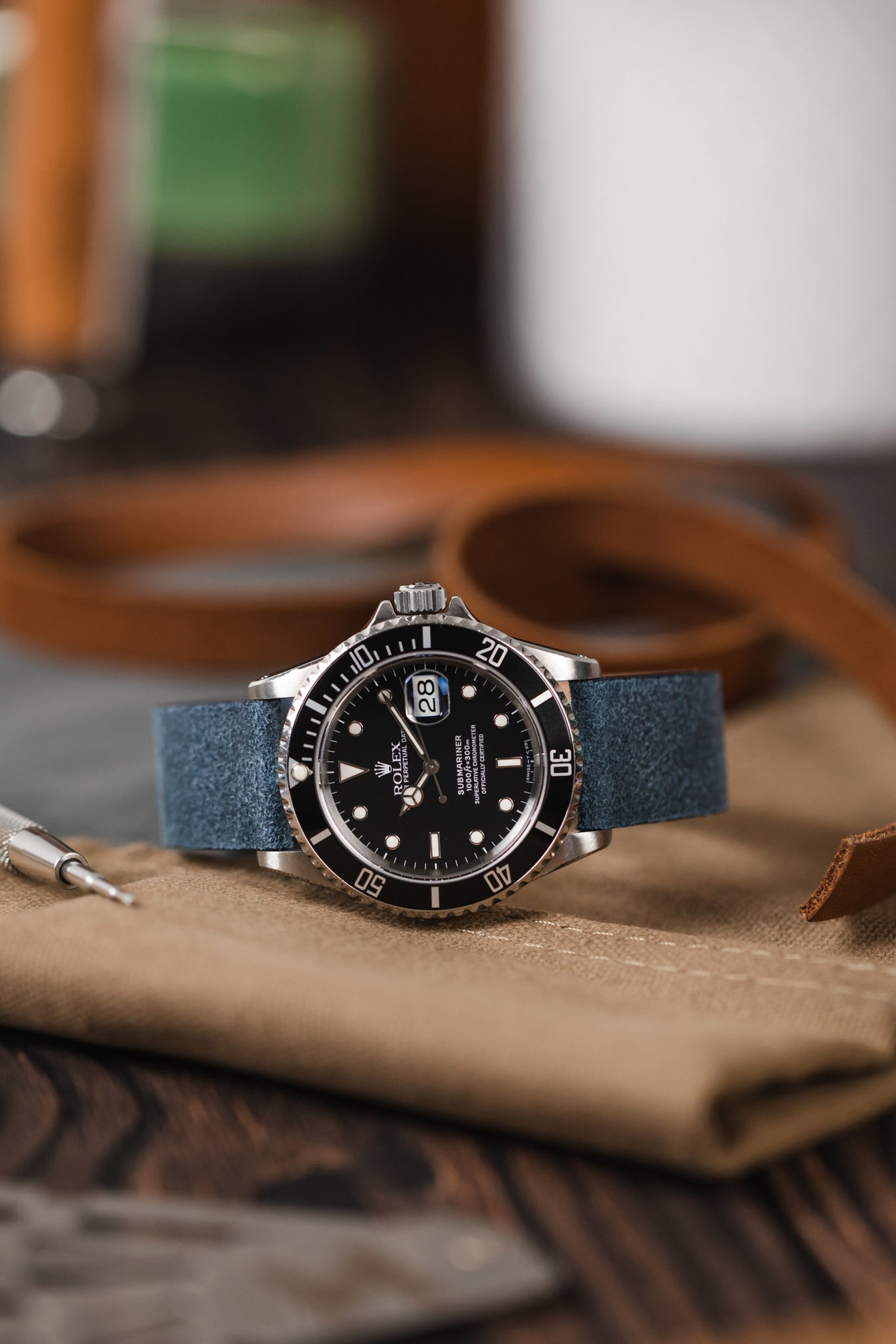 Pebro Barbour | Waxed Calfskin Blue Leather Strap
