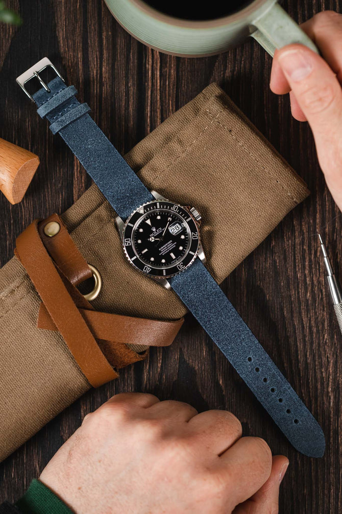 Pebro Barbour | Waxed Calfskin Blue Leather Strap
