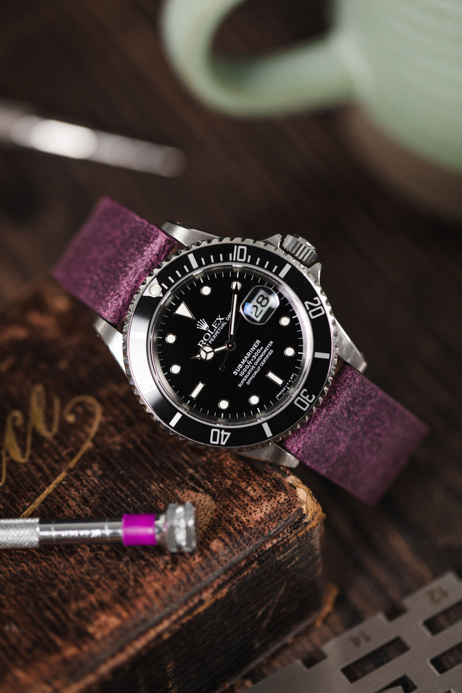 Purple Leather Watch Strap