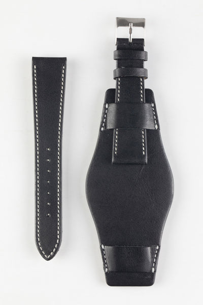 Pebro Vintage Leather BUND Watch Strap in BLACK