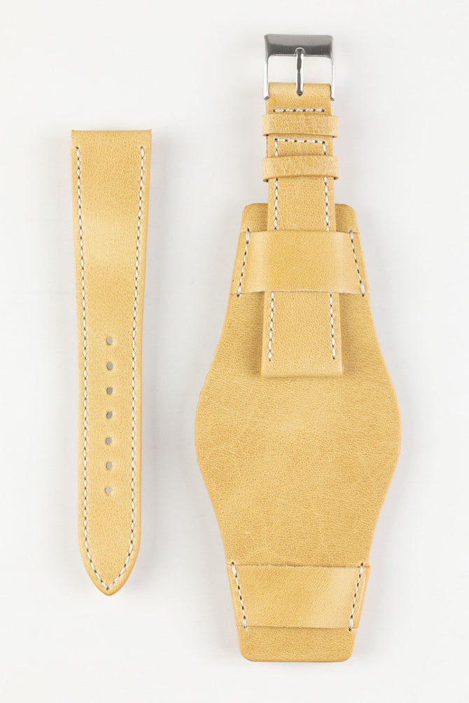 Pebro Vintage Leather BUND Watch Strap in MUSTARD