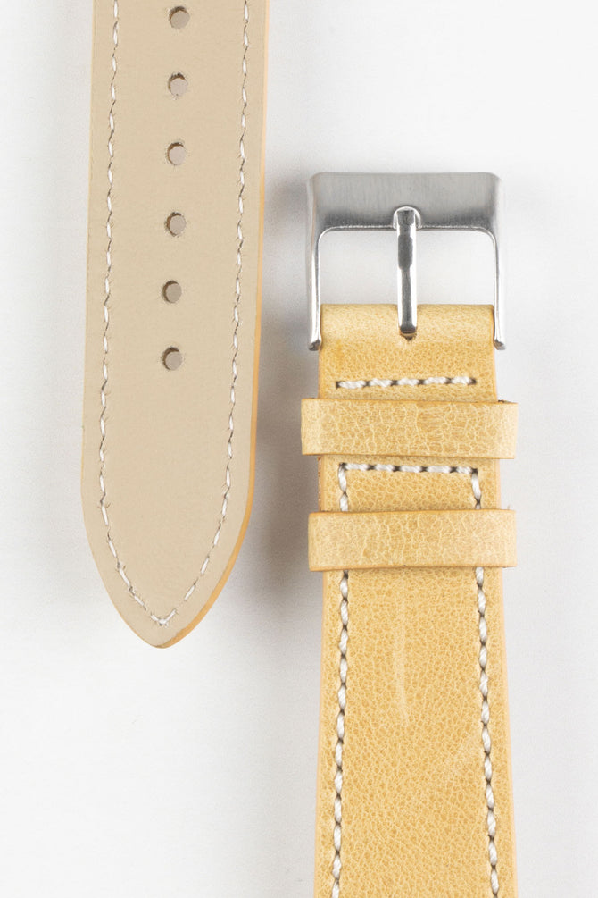 Pebro Vintage Leather BUND Watch Strap in MUSTARD