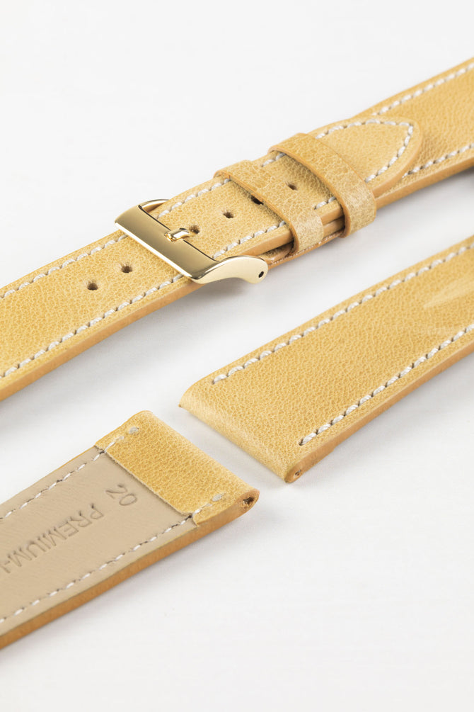 Pebro Vintage Leather BUND Watch Strap in MUSTARD