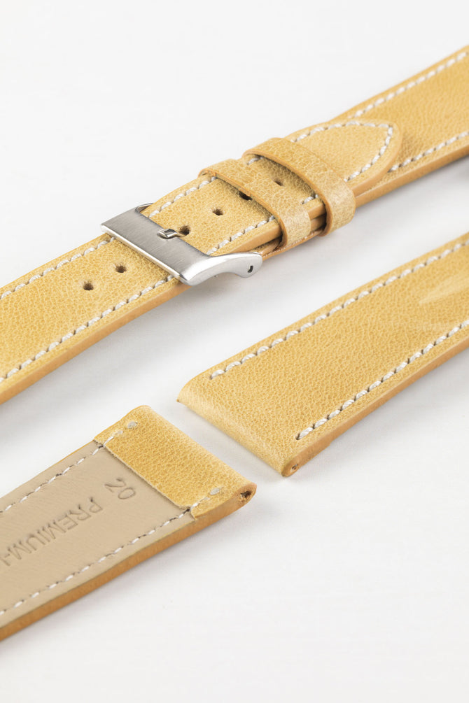 Pebro Vintage Leather BUND Watch Strap in MUSTARD
