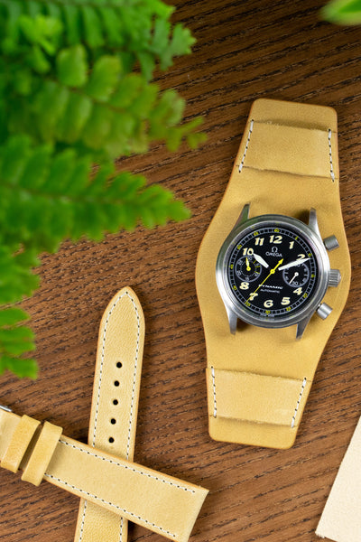 Pebro Vintage Leather BUND Watch Strap in MUSTARD