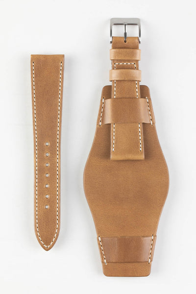 Pebro Vintage Leather BUND Watch Strap in PECAN BROWN