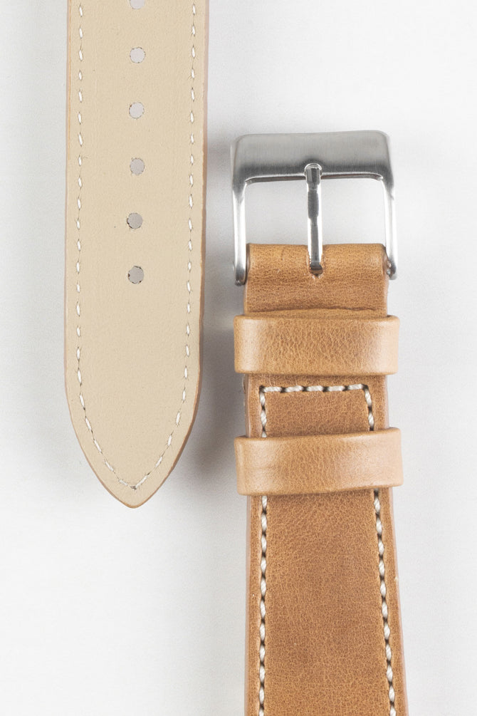 Pebro Vintage Leather BUND Watch Strap in PECAN BROWN