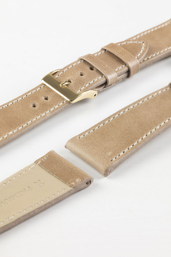 Pebro Vintage Leather BUND Watch Strap in SAND