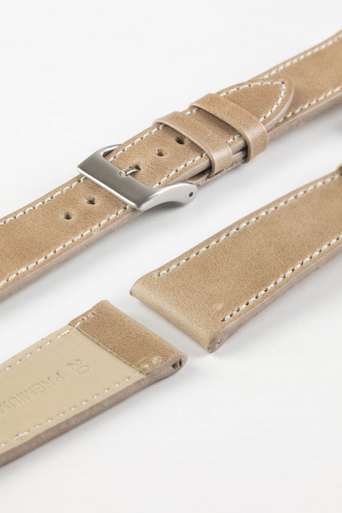 Pebro Vintage Leather BUND Watch Strap in SAND
