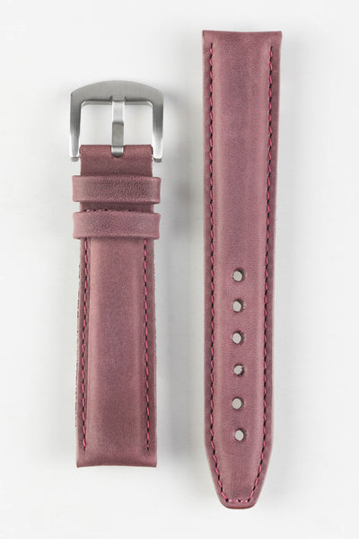 Pebro CADW Padded Vintage Leather Watch Strap in BURGUNDY